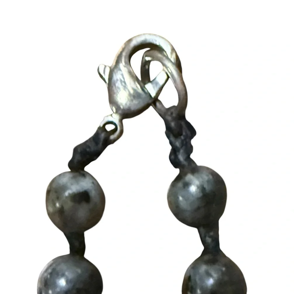 Naja half moon Labrodorite silver beaded mala necklace
